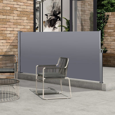 Auvent diviseur d'intimité de qualité, imperméable, gris foncé, rétractable 118,1 po x 63,05 po pour cour intérieure