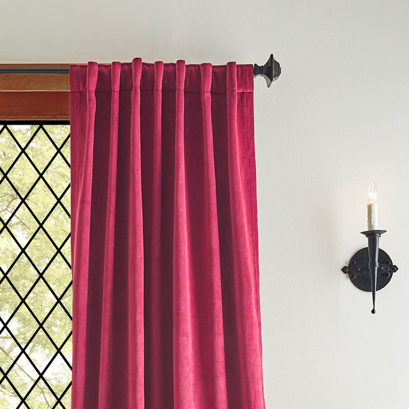 Lucca Velvet Solid Max Blackout Rod Pocket Curtain Panel Pair (Set of 2), 50" W x 95" L, Red