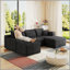 Canapé modulaire 95 po avec 1 repose-pieds Cloud, fauteuils rembourrés minimalistes modernes, canapé confortable en forme de U pour le salon, canapé d'angle à siège profond, aucun assemblage requis, noir (tissu en velours côtelé moelleux)