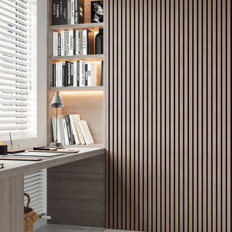 Ensemble de 2 panneaux muraux à lattes 3D pour mur intérieur en noyer (ensemble de 2 / 31,50 pieds carrés), Noyer clair