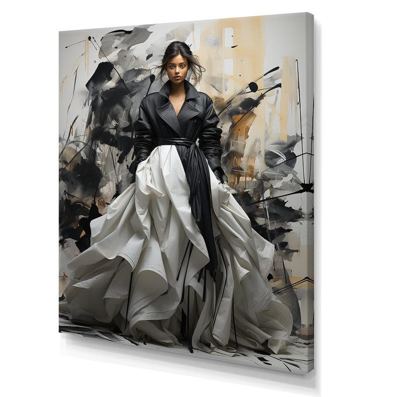 «Black Fashion» Fusion Couture création IV - art mural mode, Toile tendue, H 40 po x l 30 po x P 1,5 po