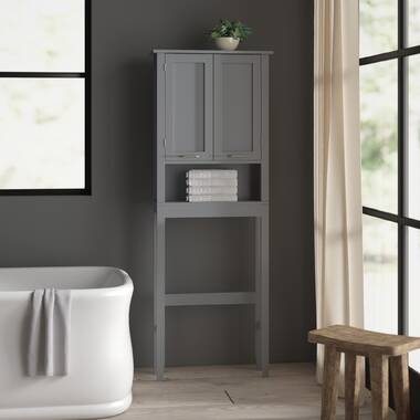 Trijal Metal & MDF Wood Over-the-Toilet Storage, Over Toilet Storage Cabinet with Barn Doors Gracie Oaks Finish: Gray