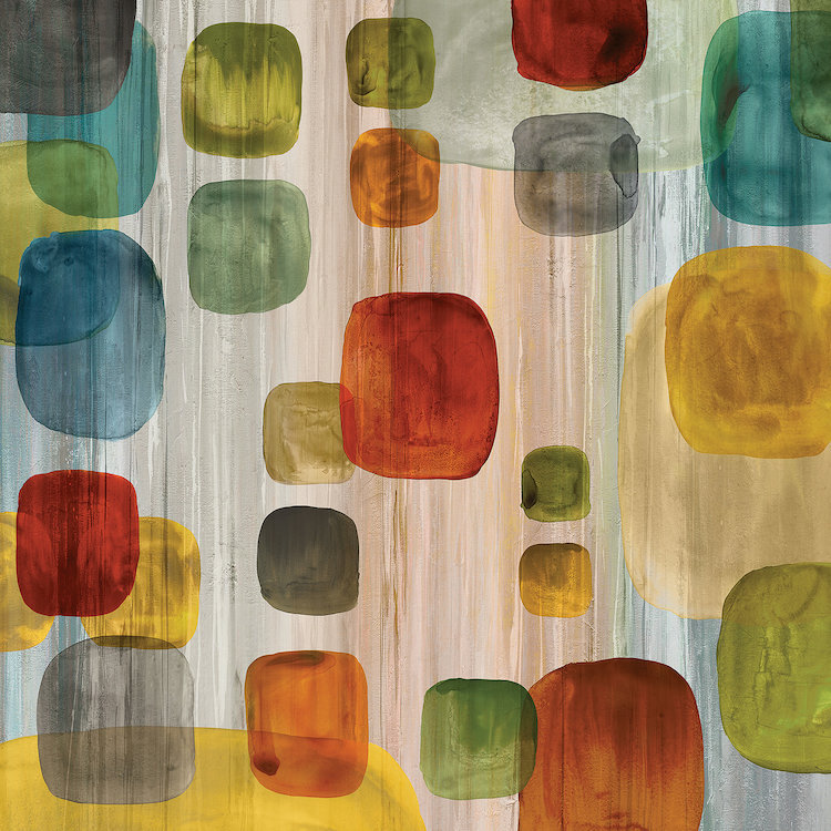 «Suspendu pierres précieuses II» par Angela Perry, reproduction sur toile tendue sur châssis, H 18 po x l 18 po x p 1,5 po