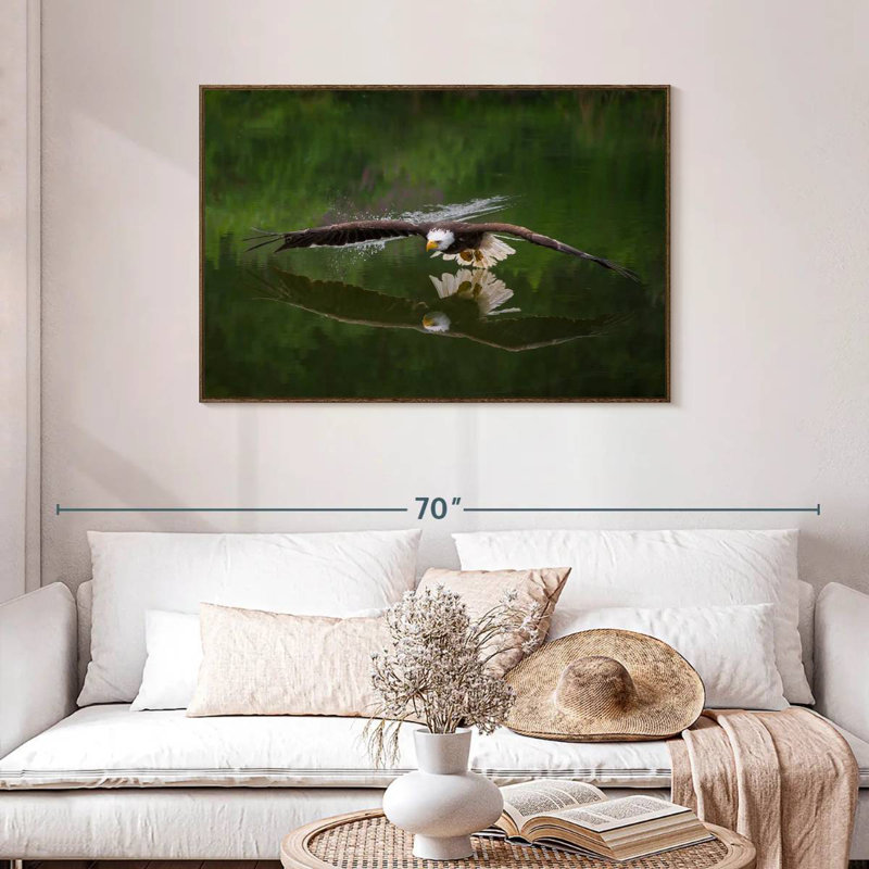 Bald Eagle Reflection, 31" X 21", Floating Frame Walnut