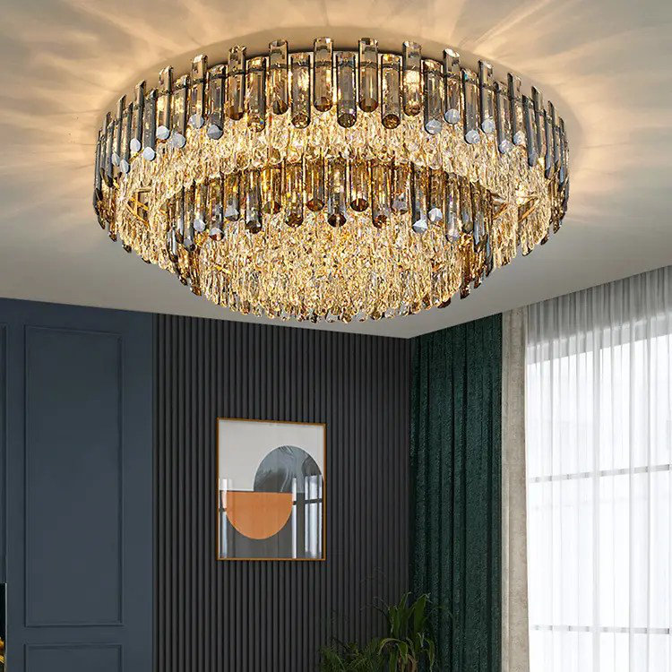 Algut 7 - Light Crystal LED Chandelier, Gold, 28cm H x 60cm W x 60cm D