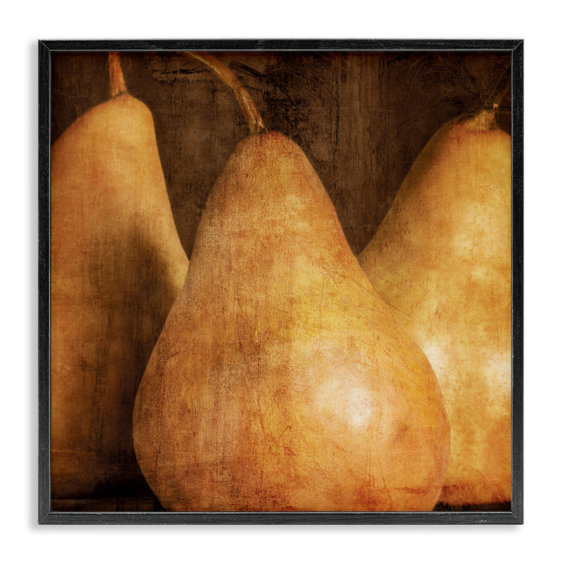 «Rustic Vintage Pears», art de la giclée encadrée par Caroline Kelly, H 17 po x l 17 po, Giclée encadrée noir minuit