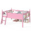 Lit mezzanine double avec rangement, lit rose moderne en bois aggloméré pour chambre d'enfant