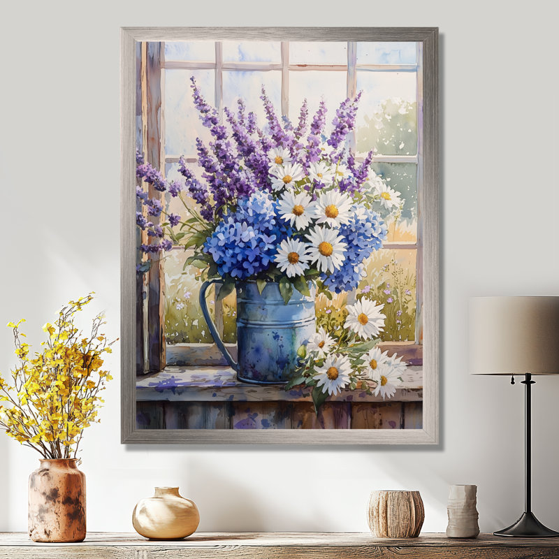 Champlin - art mural floral, Argent argent, H 44 po x l 34 po, Reproduction encadrée d'une seule photo