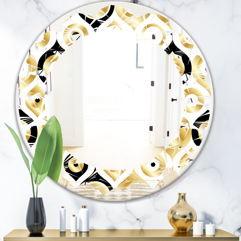Miroir mural sans cadre glam leaves art déco de luxe, H 31,5 po x l po