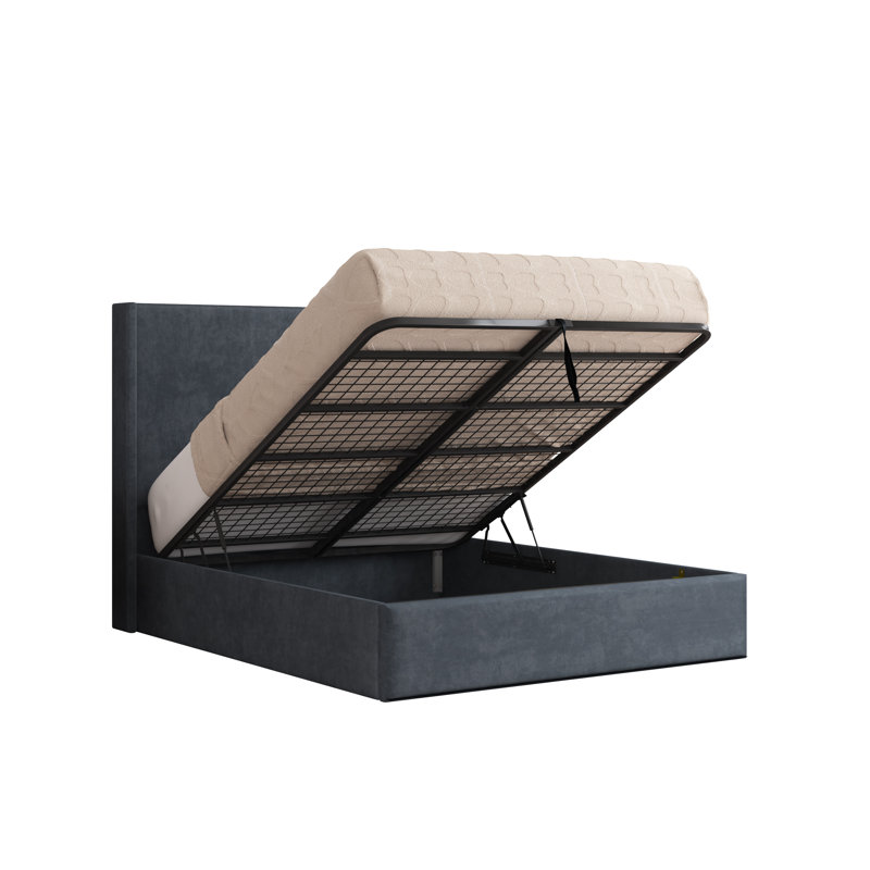 Boiko Upholstered Ottoman Storage Bed, Charcoal, Super King (6')