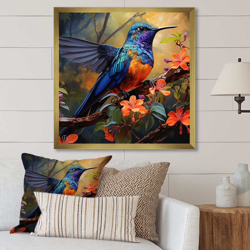 «Humminbird» - Art mural, Toile tendue, H 36 po x l 36 po x P 1,5 po
