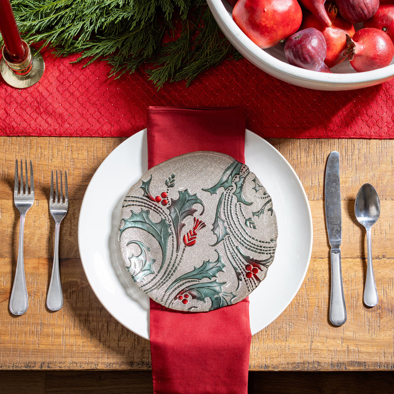 Holly & Berries Glass Salad Plate