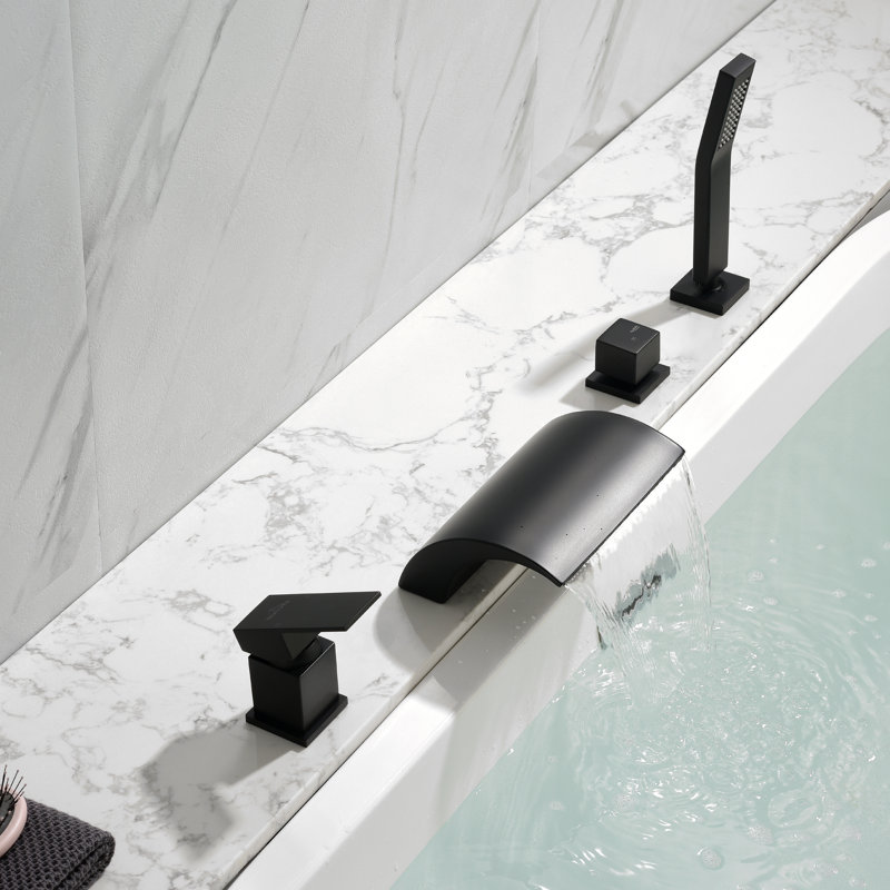 1 Handle Roman Tub Faucet with Diverter, Matte Black