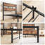 Structure de lit plateforme simple avec tête de lit en bois rustique rétro, support de lattes en métal robuste, aucun sommier requis