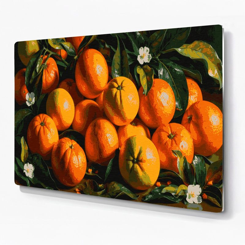 Fruit, mandarine, art mural en métal brun, H 11 po x l 14 po