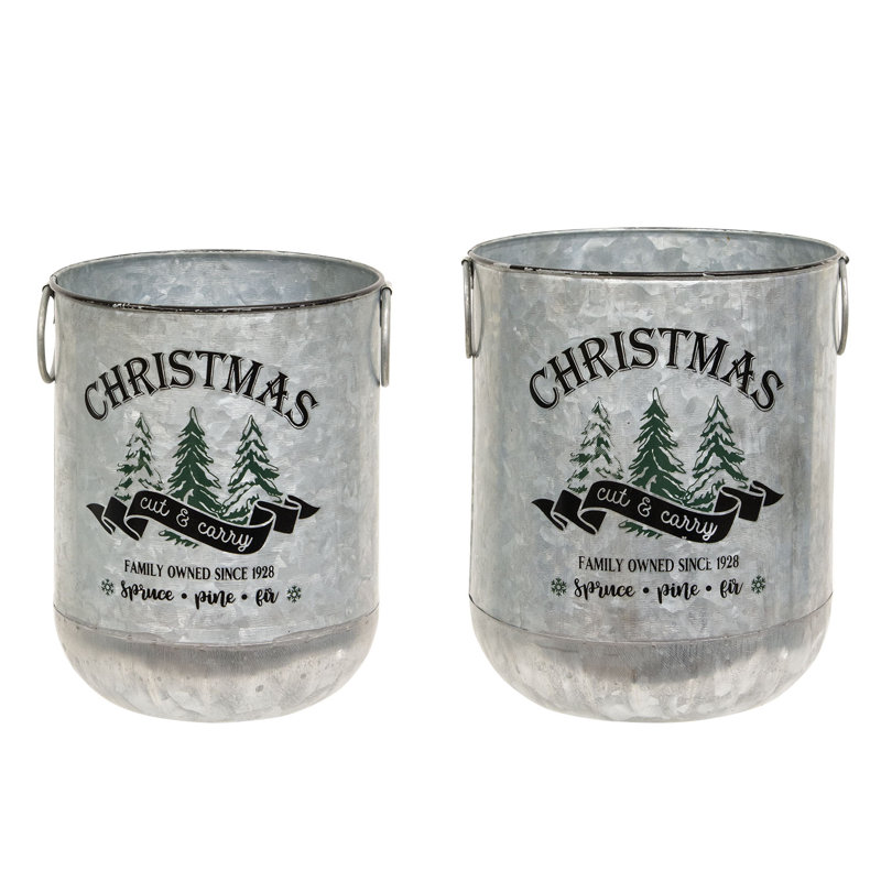 2/Set, Cut & Carry Christmas Metal Buckets
