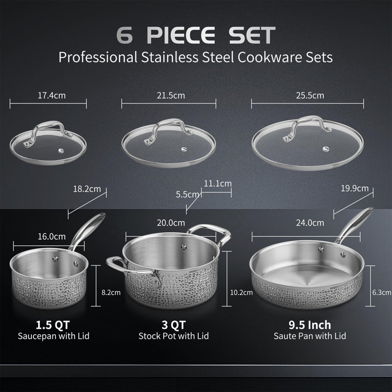 Noires 6 - Piece Stainless Steel Cookware Set