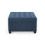 Repose-pieds de rangement capitonné en tissu bleu marine avec beaucoup d'espace de rangement - Mobilier de salon moderne avec pieds en bois de bouleau