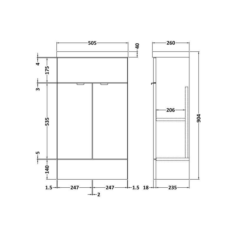 Fusion Bathroom Vanity with Basin, Gloss Grey