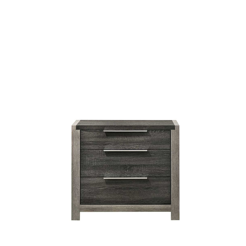 Table de chevet grise avec un tissu de texture douce - Un ajout de chambre à coucher élégant et élégant avec des tiroirs spacieux pour un espace de vie confortable