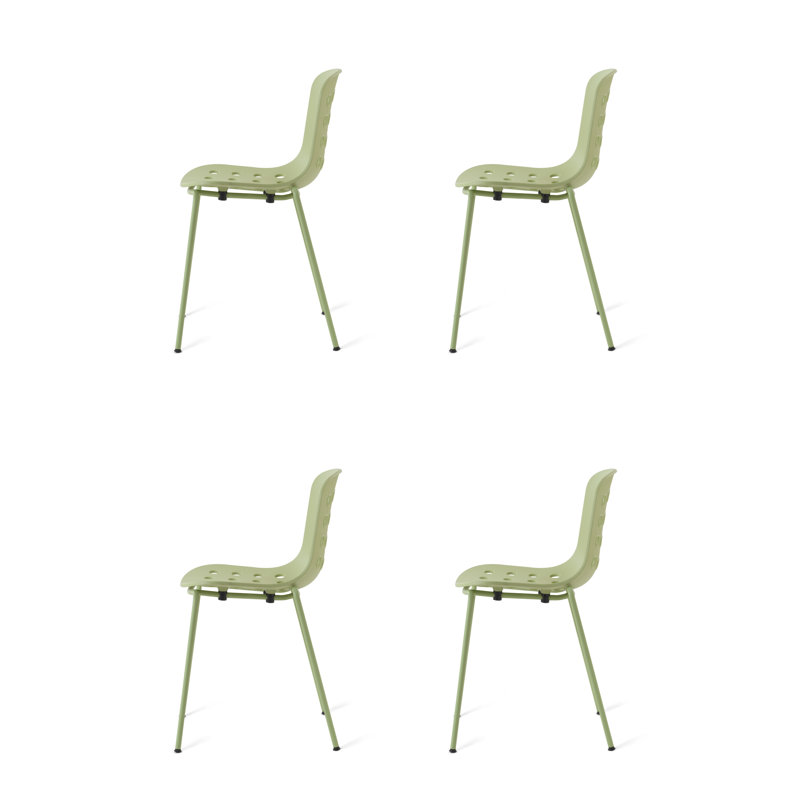 Holi Stacking Perforated Side Chair, Gray