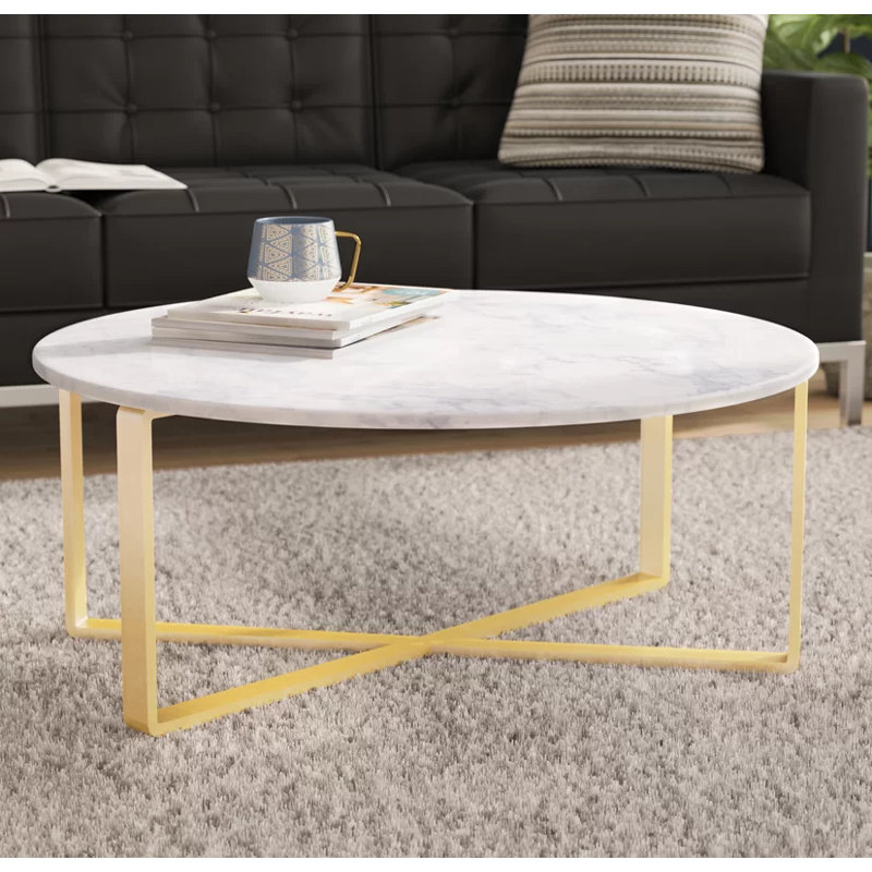 Table basse Rosi, Blanc, Doré