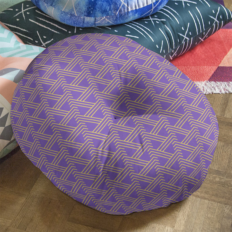 Coussin de sol zig zag classique, 30 po x 30 po, Mauve/jaune
