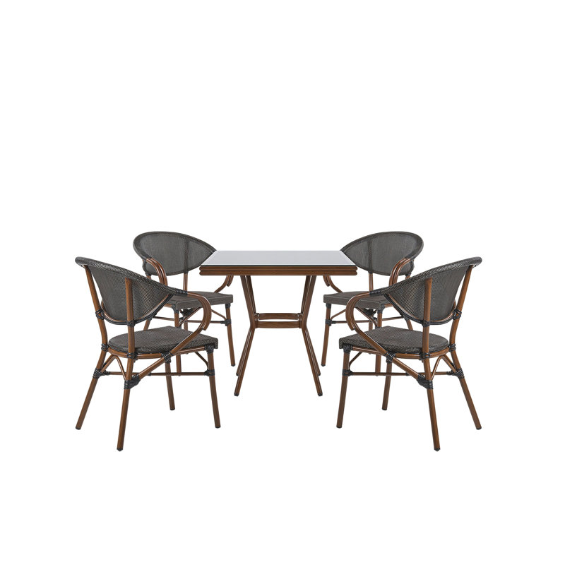 Genie 4 - Person Patio Dining Set Square Table with Cushions Included, Black