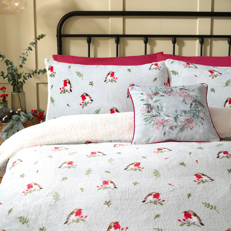 Winter Robin 100% Polyester Animal Print Duvet Cover Set with Pillowcases, King Duvet Cover + 2 Standard Pillowcases