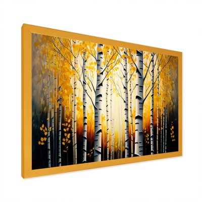 Into A Golden Birch Forest II - paysage, art mural sur toile