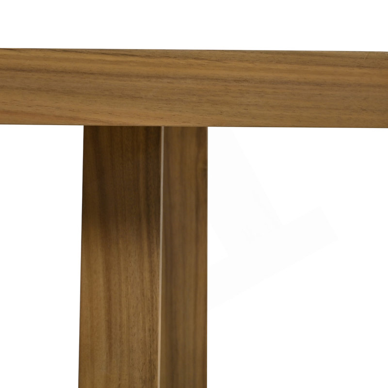 Multi-Person Outdoor Acacia Wood Dining Set With Thick Cushions, Beige