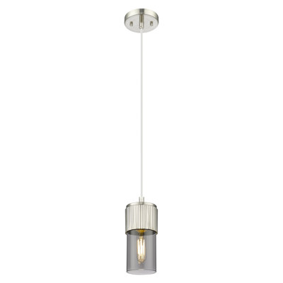 Downtown Urban - Bolivar - Luminaire suspendu 1 lumière de 5 po avec abat-jour 7 po - Finition nickel poli - Abat-jour granuleux