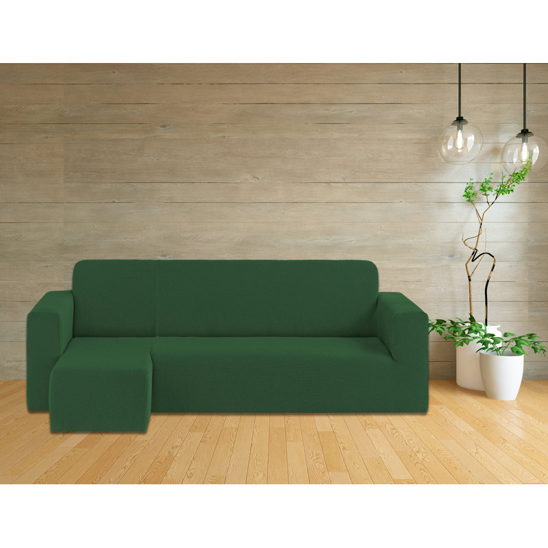 Rustica Chaise Lounge Slipcover, Short Left Chaise Longue, Green