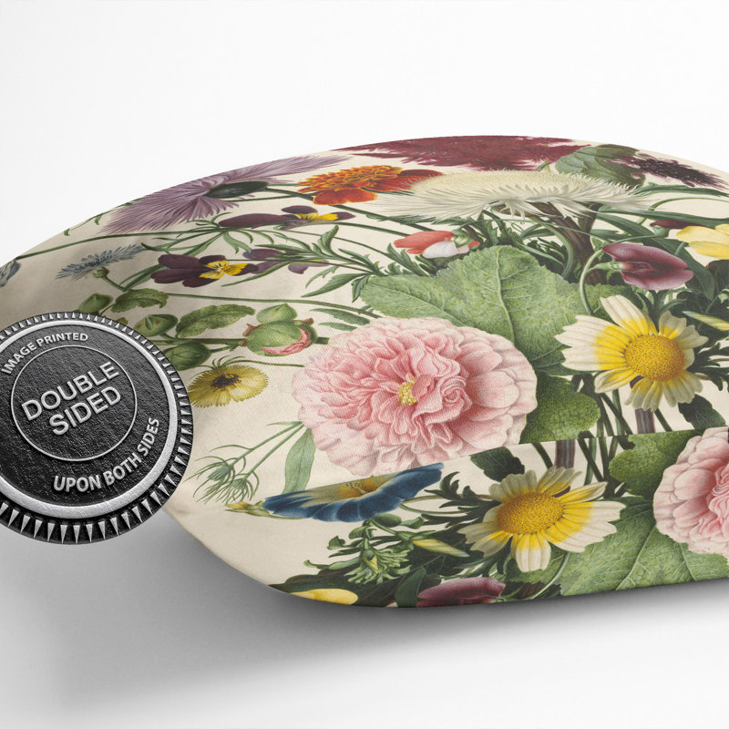 Flowers Square Throw Cushion, 40cm H x 40cm W x 15cm D