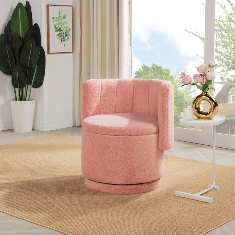 Fauteuil pivotant à 360 degrés avec espace de rangement, convenant à la chambre à coucher et au salon (rose), Rose