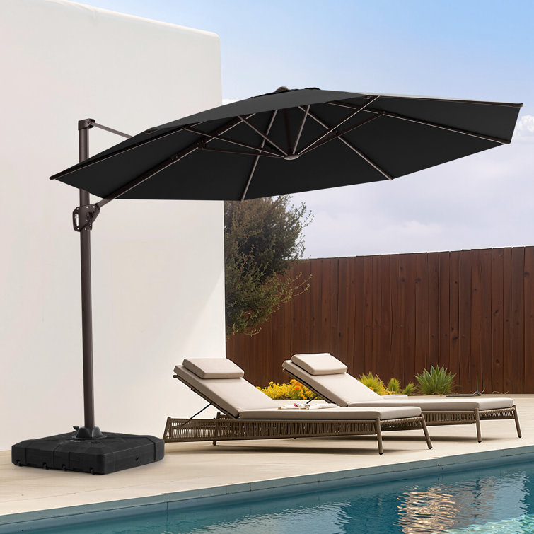 11' Octagonal Patio Cantilever Umbrella With Weighted Base