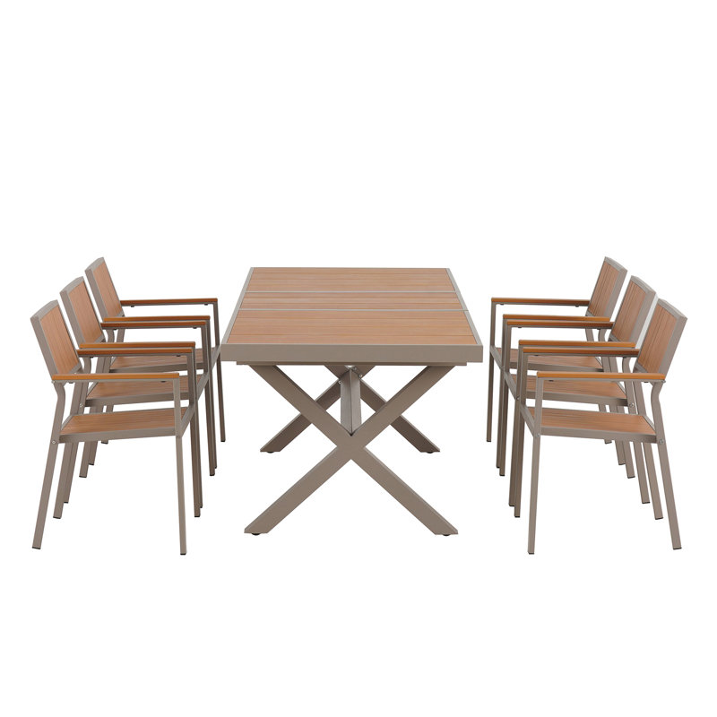 Experience Outdoor Dining Freedom With A Flexible Set Including Six Chairs And A Table That Extends From 62.9 To 82.6 Inches For Personalized Arrangements