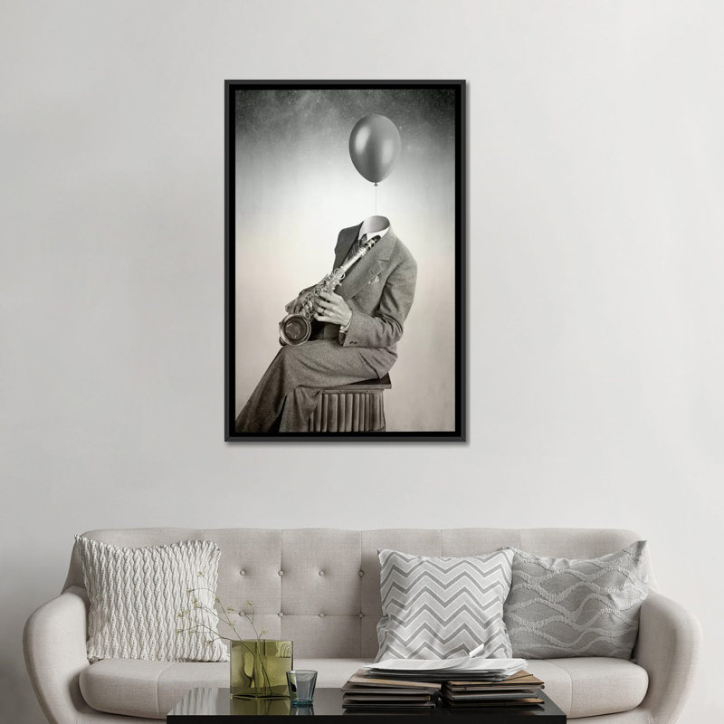 «Jazz», impression sur toile, H 26 po x l 18 po x P 1,5 po, Toile avec cadre noir, Pas de tapis