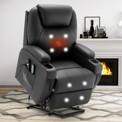 KORSER Power Lift Recliners, Recliner Chair With Heat And Massage For Elderly ,Electric Lift Recliner With Side Pockets And 2 Cup Holders