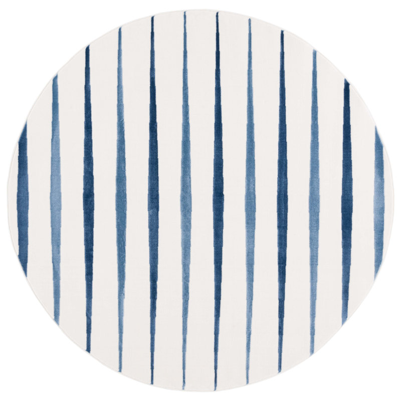 Tapis rayé Eile Performance, Rond 6 pi 7 po