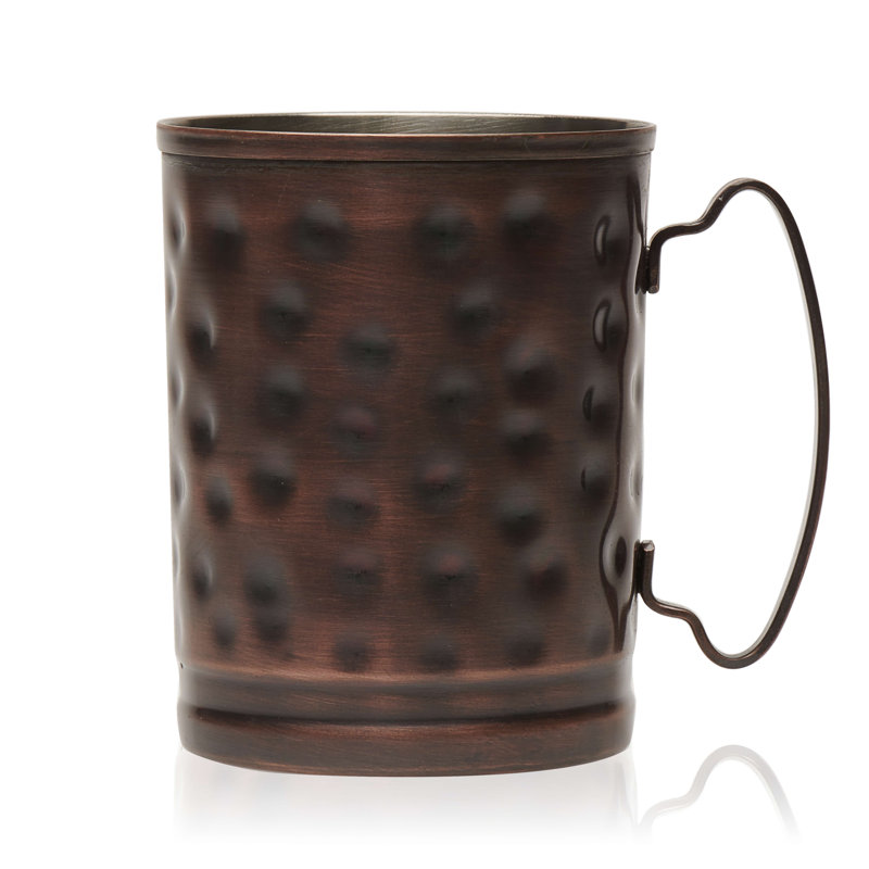Libbey Hammered Copper Mugs with Stainless Steel Lining, Set of 4