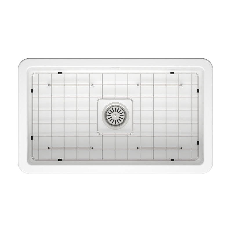Sotto 32 1.0Bowl Ceramic Undermount Kitchen Sink, with Waste, Bottom Grid-813x480mm, Matte White