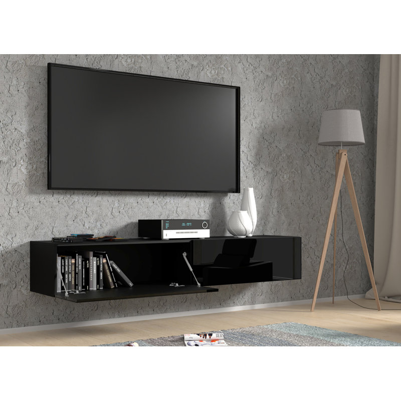 Homlando 70.87'' Black Matt and Gloss MDF Wall-Mounted TV Cabinet