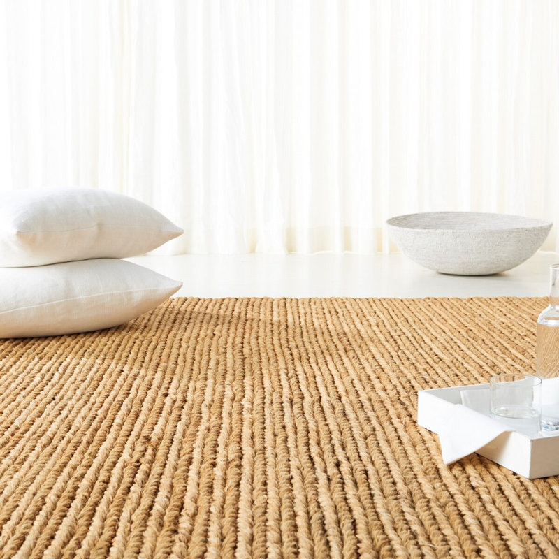 Ralph Lauren Ponderosa Jute, Cotton Solid Color Rug, Rectangle 2' x 3', Wheat