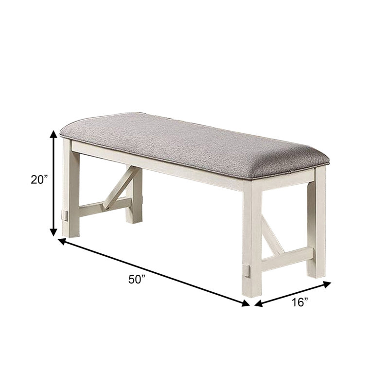 Aeyden Microfiber / Microsuede Upholstered Bench, Gray/White