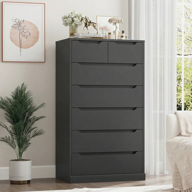 Commode 7 tiroirs, Noir