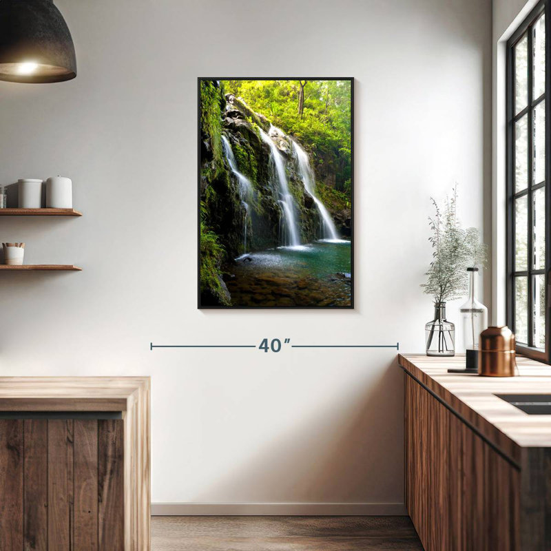 Chutes de Hana, 25 po x 37 po, Cadre flottant noir