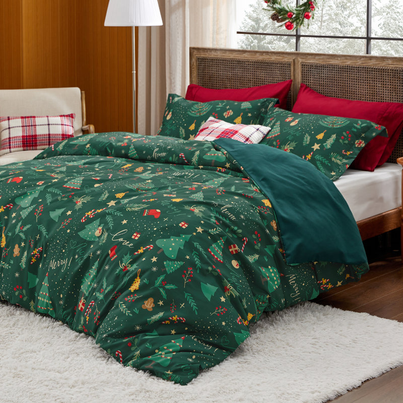 Housse de couette de Noël pour grand lit Holiday Vibe for Your Home - Housse de couette Holiday, Queen Duvet Cover + 2 Shams