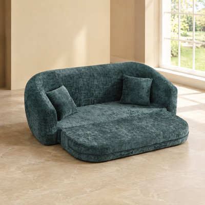 Canapé-lit inclinable convertible de 87 pouces avec base coulissante, siège profond, coussins assortis, revêtement en chenille et sièges confortables pour le salon, l’appartement, la chambre d'amis et les petits espaces