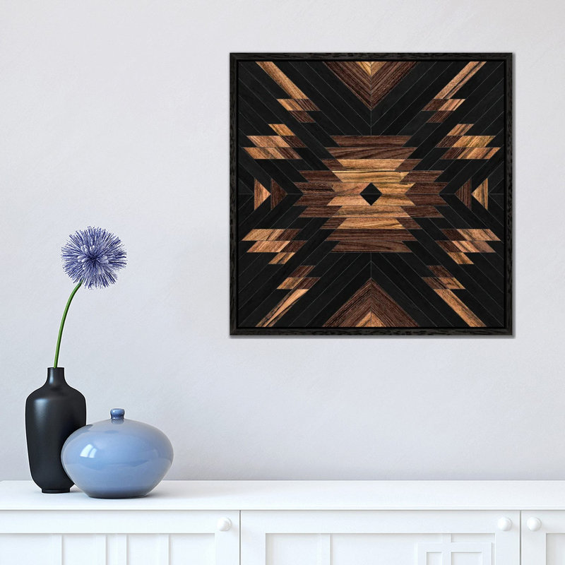 Urban Tribal Pattern No.7 by Zoltan Ratko - Print on Canvas, 45.72 cm H x 45.72 cm W, Black Framed